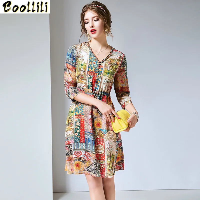 Silk Boollili Real Dress Women Summer Dress Korean Fashion Print Midi Beach Dress Elegant Vintage Party Dress Vestidos Mujer
Silk Boollili Real Dress Women Summer Dress Korean Fashion Print Midi Beach Dress Elegant Vintage Party Dress Vestidos Mujer