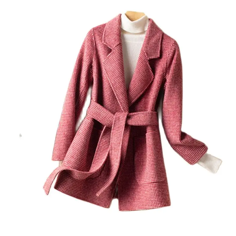 Autumn Winter Fashion Double-Sided Cashmere Wool Jacket Women Medium Long Loose Belt Suit Collar Wool Coat Cardigan Female A567
Autumn Winter Fashion Double-Sided Cashmere Wool Jacket Women Medium Long Loose Belt Suit Collar Wool Coat Cardigan Female A567