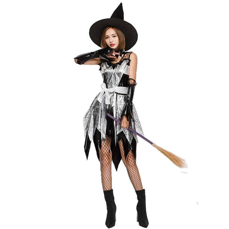 Faux Leather Gothic Woman Halloween Sorceress Costumes Female Witch Cosplay Carnival Purim Parade Role Play Show Bar Party Dress
Faux Leather Gothic Woman Halloween Sorceress Costumes Female Witch Cosplay Carnival Purim Parade Role Play Show Bar Party Dress
