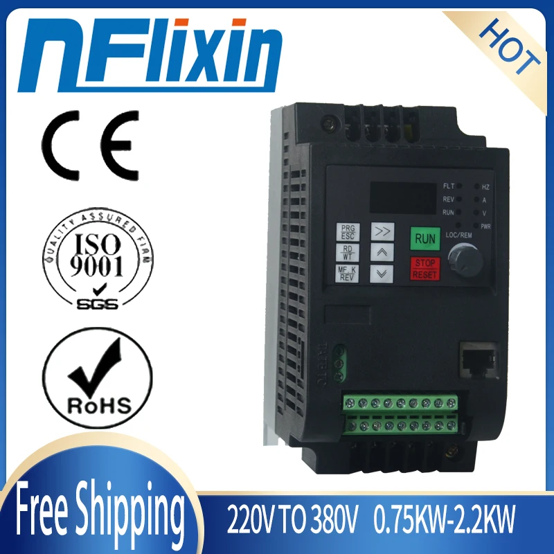 2.2KW 220V VFD Variable Frequency Drive Converter for Motor Speed Control 1 Phase Input 220V & 3 Phase Output 380V
2.2KW 220V VFD Variable Frequency Drive Converter for Motor Speed Control 1 Phase Input 220V & 3 Phase Output 380V