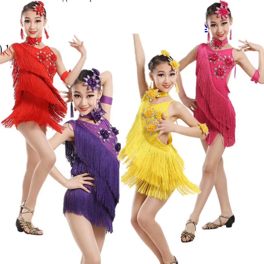 Girls Sequins Tassels Competition Latin Dance Dress Party Stage Outfits Modern Ballroom Dancing Dress Kids Costumes Dancewear
Girls Sequins Tassels Competition Latin Dance Dress Party Stage Outfits Modern Ballroom Dancing Dress Kids Costumes Dancewear