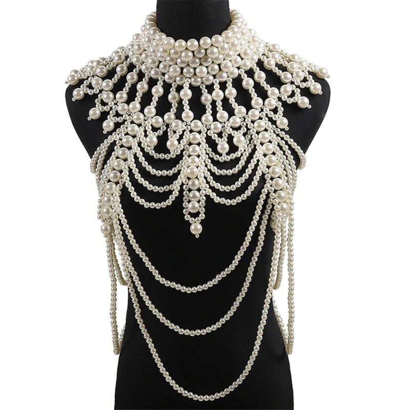Women Imitation Pearl Beaded Body Chain Shawl Handmade Jewelry Necklace Fake Collar Vintage Luxury Layered Decor Vest Costume
Women Imitation Pearl Beaded Body Chain Shawl Handmade Jewelry Necklace Fake Collar Vintage Luxury Layered Decor Vest Costume