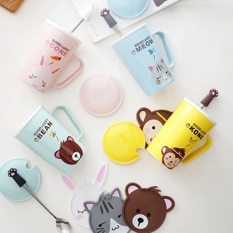 Cartoon animal ceramic mug large capacity creative lovers mug milk coffee mug with lid spoon
Cartoon animal ceramic mug large capacity creative lovers mug milk coffee mug with lid spoon