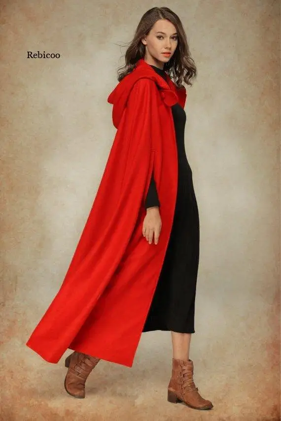 Autumn Vintage Women Hooded Cloak Coat Gothic Cape Poncho Coat Warm Long Open Stitch Women Jackets Oversize
Autumn Vintage Women Hooded Cloak Coat Gothic Cape Poncho Coat Warm Long Open Stitch Women Jackets Oversize