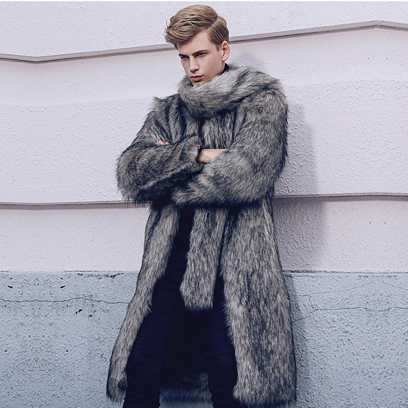 Gray 2019 Winter Turn-down Collar Men's Faux Fox Fur Coat Trench Fur Jacket Thicken Warm Male Large Fur Collar Outwear Clothing
Gray 2019 Winter Turn-down Collar Men's Faux Fox Fur Coat Trench Fur Jacket Thicken Warm Male Large Fur Collar Outwear Clothing