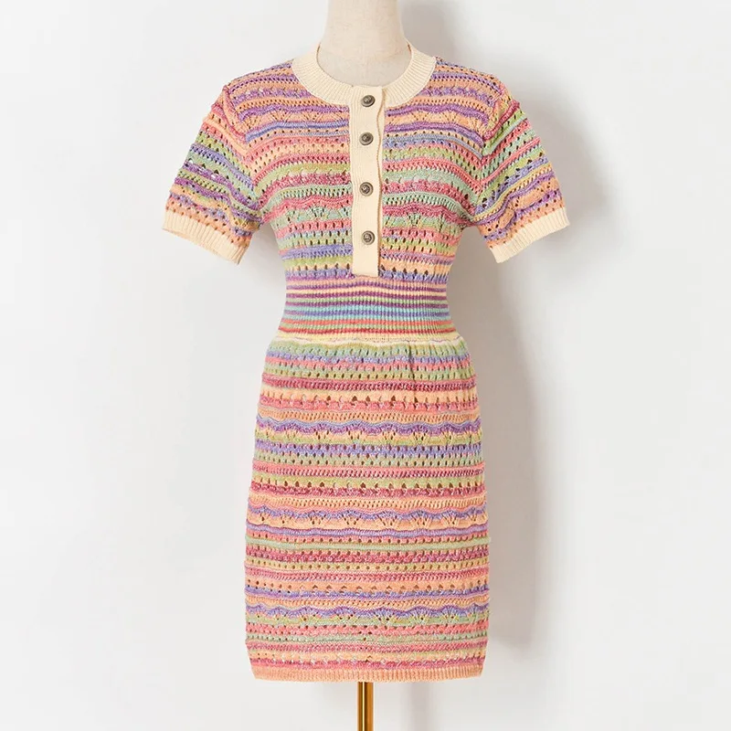 Contrast Color Striped Rainbow Dress Women 2021 Hollow Out Summer Dress Round Neck Short Sleeve A Line Short Mini Dress Vestidos
Contrast Color Striped Rainbow Dress Women 2021 Hollow Out Summer Dress Round Neck Short Sleeve A Line Short Mini Dress Vestidos