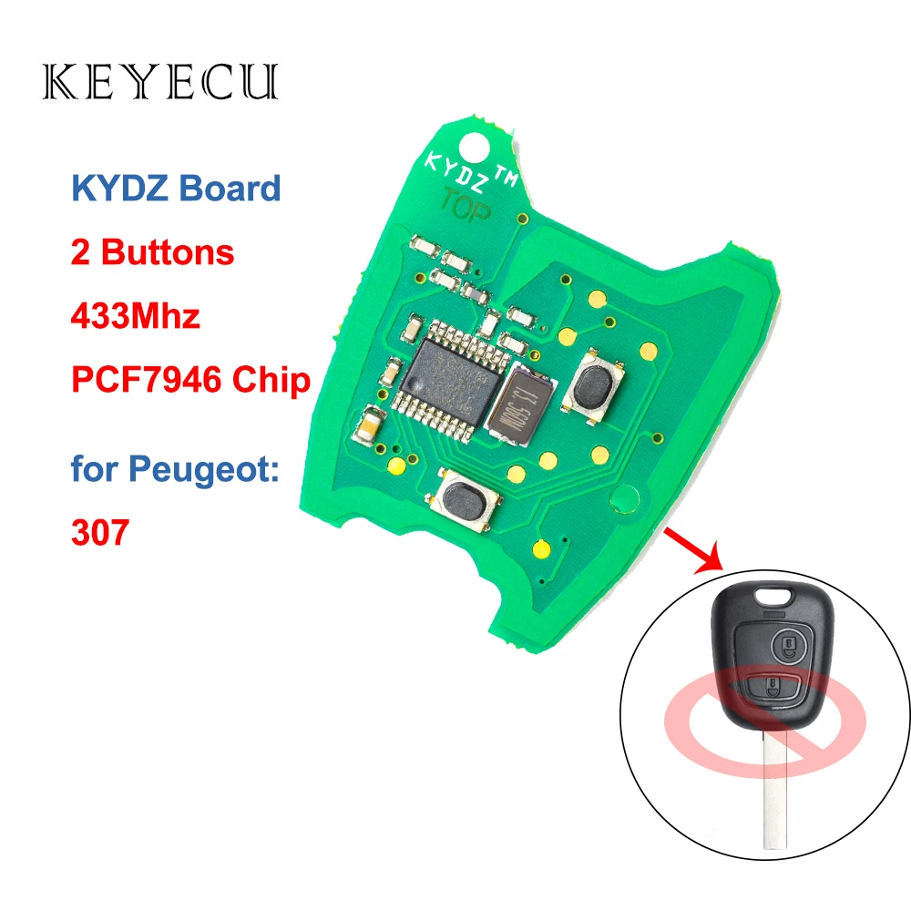 Keyecu KYDZ Remote PCB Circuit Board 2 Buttons 433MHz with PCF7946 Chip for Peugeot 307 With Battery
Keyecu KYDZ Remote PCB Circuit Board 2 Buttons 433MHz with PCF7946 Chip for Peugeot 307 With Battery