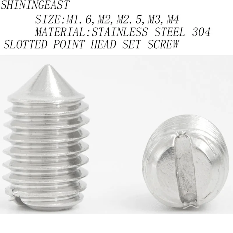 100pcs/lot M1.6*2.5/3 M2*2-8 M2.5*3-6 M3*3-8 M4*6-12 stainless steel 304 slotted point head set screws grub screws hardware635
100pcs/lot M1.6*2.5/3 M2*2-8 M2.5*3-6 M3*3-8 M4*6-12 stainless steel 304 slotted point head set screws grub screws hardware635
