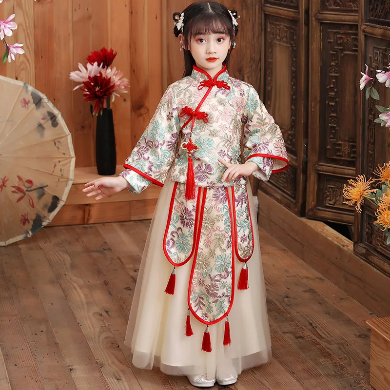 Autumn And Winter Girl's Ancient Hanfu Thickened Chinese Style Tang Costume Wedding Flower Children's Dress New Year Clothing
Autumn And Winter Girl's Ancient Hanfu Thickened Chinese Style Tang Costume Wedding Flower Children's Dress New Year Clothing