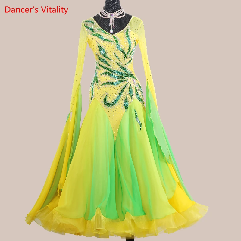 Modern Dancing Competition Skirt Woman Lycra V-shaped Big Backless Dress High-end Custom Waltz Big Swing Ballroom Dance Costume
Modern Dancing Competition Skirt Woman Lycra V-shaped Big Backless Dress High-end Custom Waltz Big Swing Ballroom Dance Costume