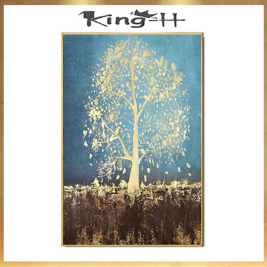 Original wall picture home decoration Handmade abstarct oil painting acrylic gold foil tree blue back poster for living ro
Original wall picture home decoration Handmade abstarct oil painting acrylic gold foil tree blue back poster for living ro