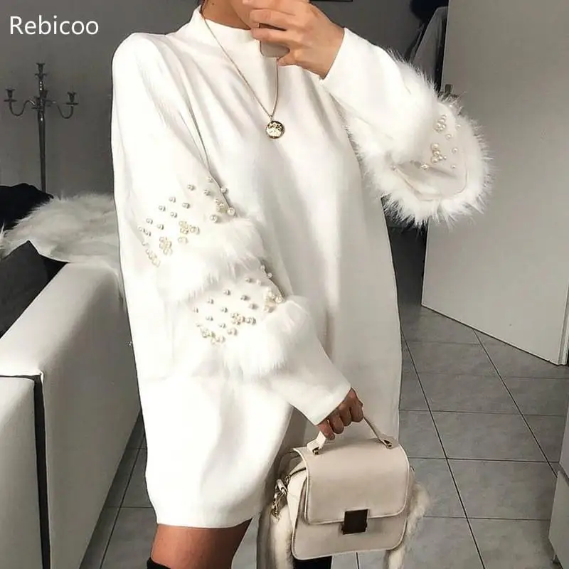 Pullover Women's Jumper Pearl loose rabbit fur Sweater Female Jumper Women Warm Sweaters thick Winter Knitted Oversized Sweater
Pullover Women's Jumper Pearl loose rabbit fur Sweater Female Jumper Women Warm Sweaters thick Winter Knitted Oversized Sweater