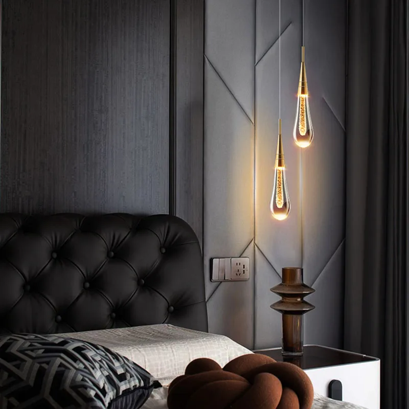 Modern crystal drop-shaped LED chandelier home interior decoration lamp restaurant bar bedroom bedside hanging chandelier luster
Modern crystal drop-shaped LED chandelier home interior decoration lamp restaurant bar bedroom bedside hanging chandelier luster