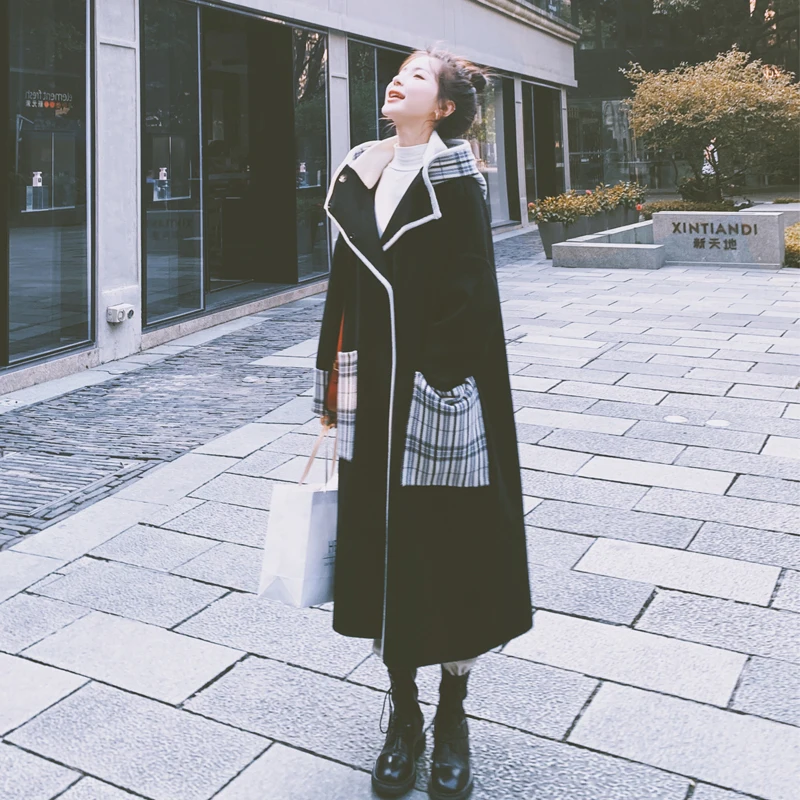 Autumn Winter Women Fashion Splice Plaid Hooded Long Faux Wool Coat Female Elegant Korea Woolen Jacket Overcoat Ladies
Autumn Winter Women Fashion Splice Plaid Hooded Long Faux Wool Coat Female Elegant Korea Woolen Jacket Overcoat Ladies