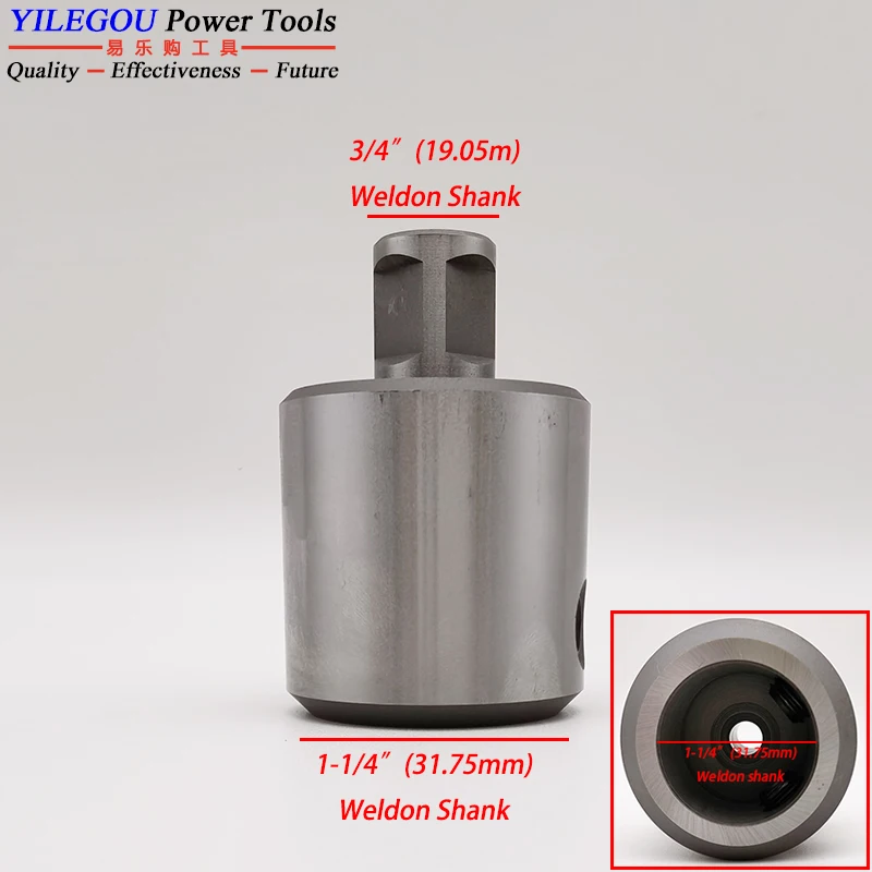 3/4" (19.05mm) Weldon Shank Clamping Adapter Change-over To 1-1/4" (31.75mm). Annular Cutter Arbor Adapter 3/4" To 1-1/4".
3/4" (19.05mm) Weldon Shank Clamping Adapter Change-over To 1-1/4" (31.75mm). Annular Cutter Arbor Adapter 3/4" To 1-1/4".