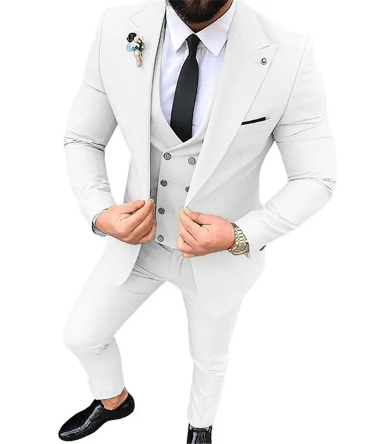 New White Mens Suit Groom Suit Formal Male Suits for Wedding Best Man Slim Fit Groom Tuxedos For Men (Jacket+Vest+Pants) Terno
New White Mens Suit Groom Suit Formal Male Suits for Wedding Best Man Slim Fit Groom Tuxedos For Men (Jacket+Vest+Pants) Terno