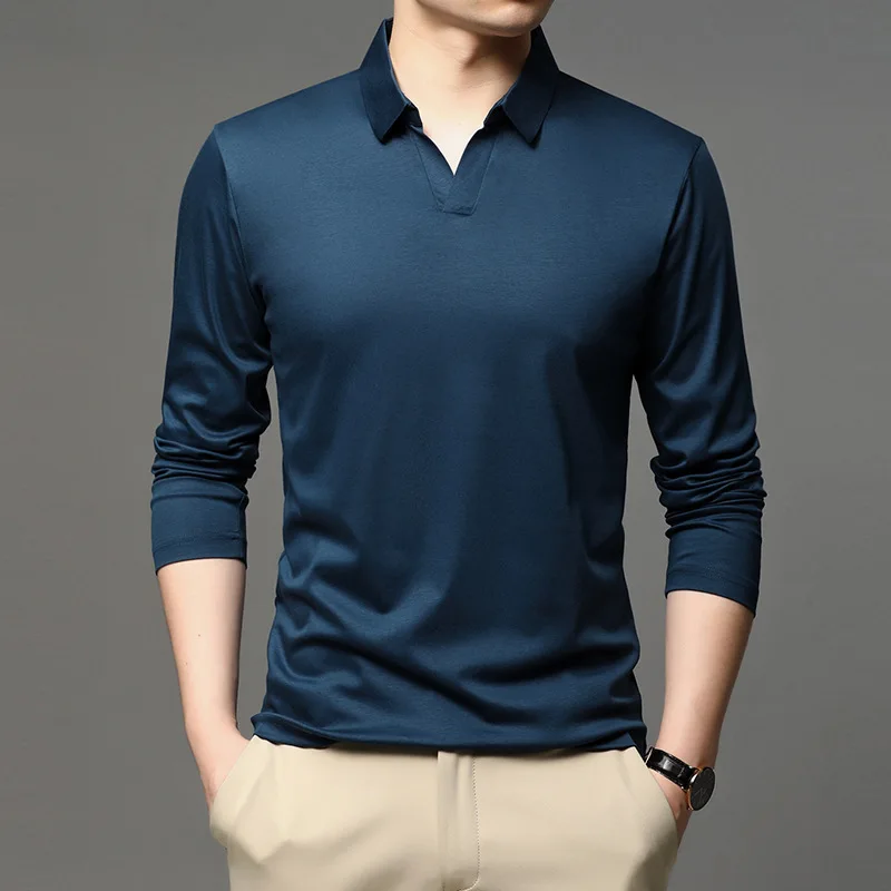 Mercerized Cotton Polo Shirt Men Long Sleeve Comfortable Brand Poloshirt Casual Wear Autumn Solid Color Polo Hombre Loose Black
Mercerized Cotton Polo Shirt Men Long Sleeve Comfortable Brand Poloshirt Casual Wear Autumn Solid Color Polo Hombre Loose Black