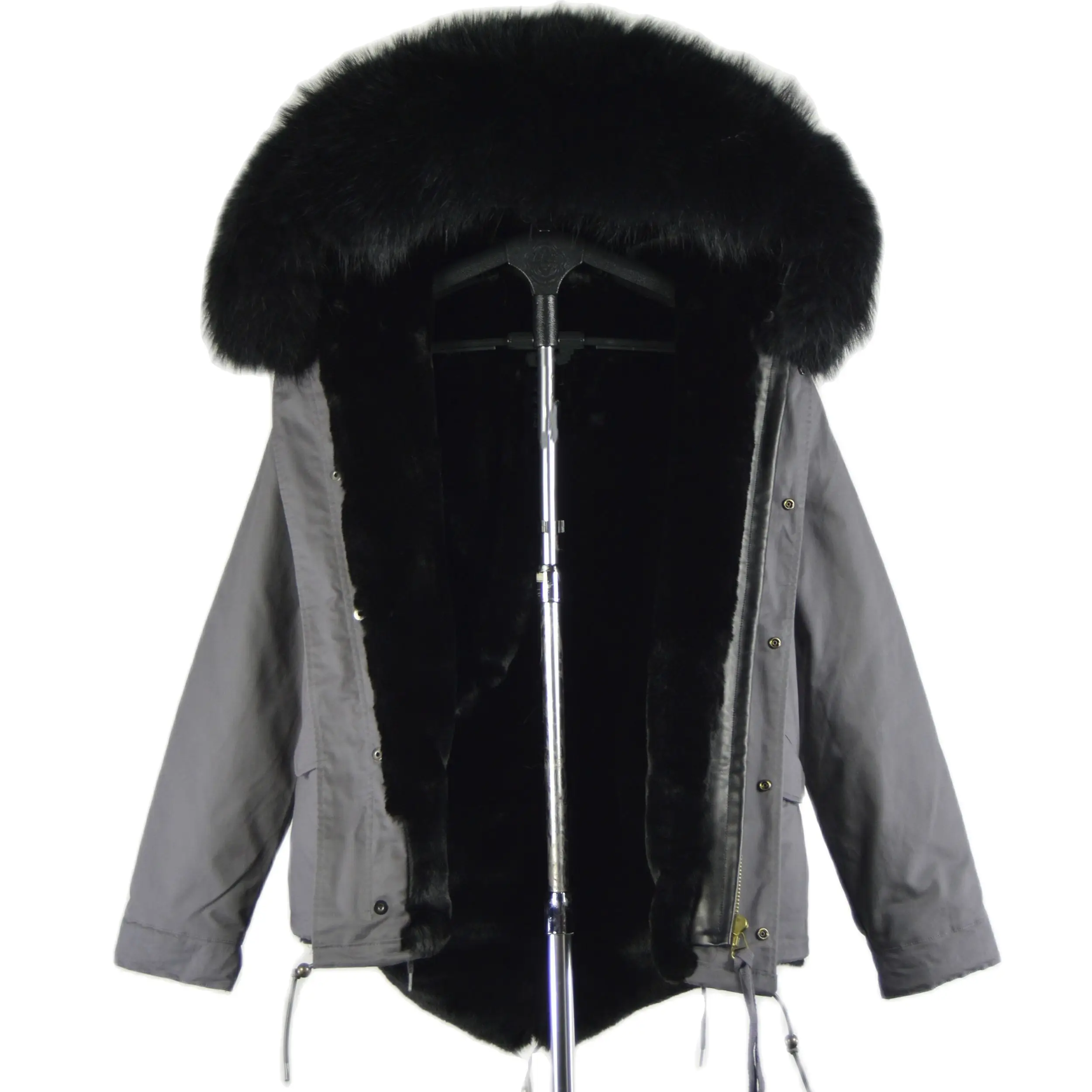New Style Fashion Grey Parka With Black Fur Lining And Collar Winter Coat Women And Men Are Available
New Style Fashion Grey Parka With Black Fur Lining And Collar Winter Coat Women And Men Are Available