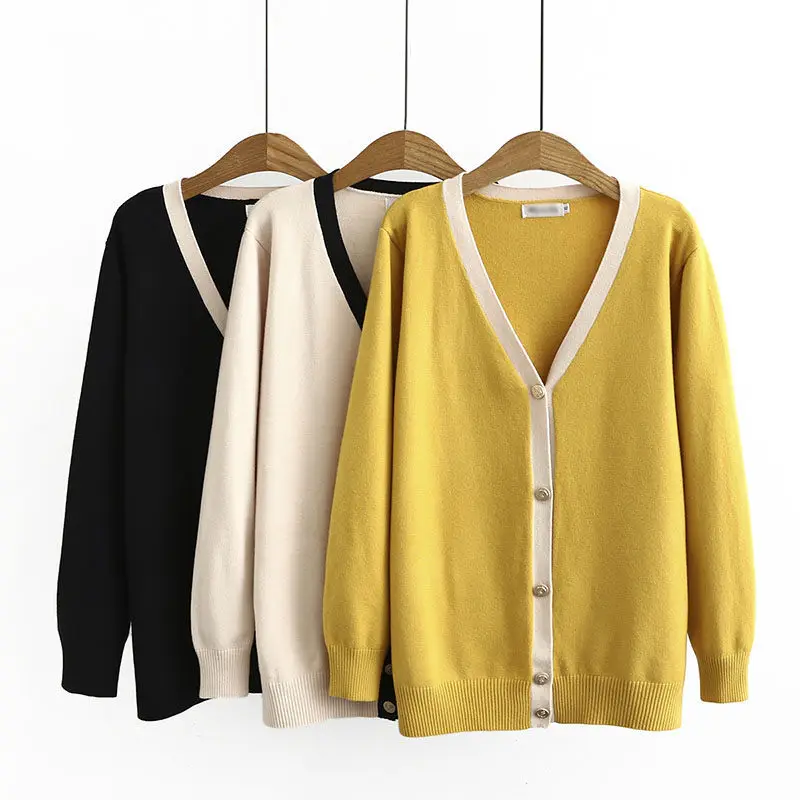 Spring Autumn Cardigan Knitted Jackets Womens Clothing Casual Large Size V-neck Single-breasted Knit Sweater Coats Girls aq826
Spring Autumn Cardigan Knitted Jackets Womens Clothing Casual Large Size V-neck Single-breasted Knit Sweater Coats Girls aq826