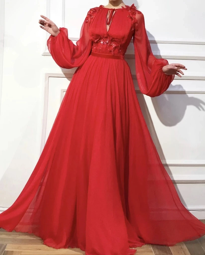 Red Moroccan Muslim Evening Dresses A-line Long Sleeves Chiffon Appliques Long Luxury Turkey Dubai Saudi Arabia Prom Dress Gown
Red Moroccan Muslim Evening Dresses A-line Long Sleeves Chiffon Appliques Long Luxury Turkey Dubai Saudi Arabia Prom Dress Gown