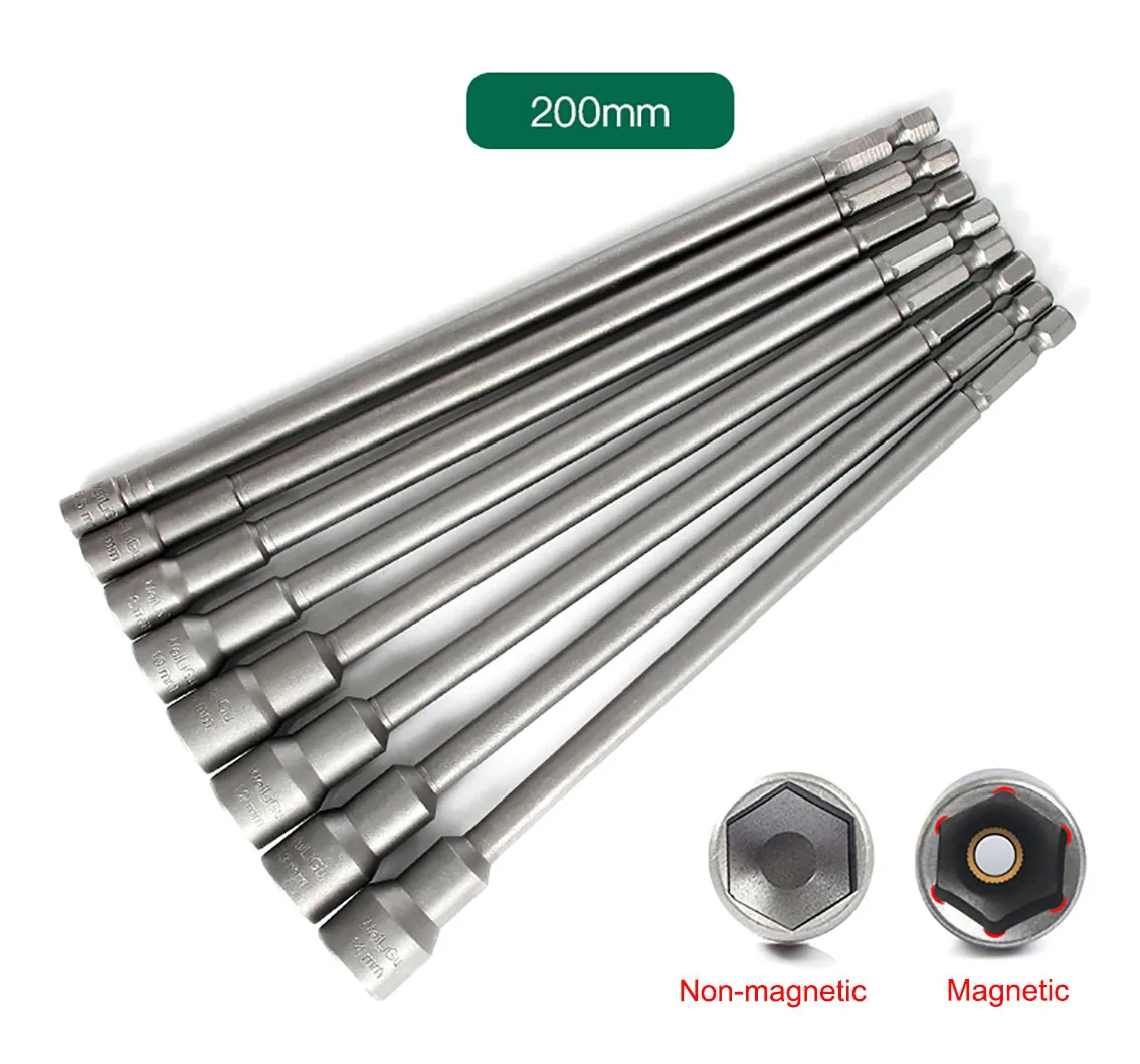 1Pcs 5.5mm-19mm Lengthen Hex Socket Sleeve Bit Nut Driver for Power Drills Impact Drivers Hand Drills Tools Parts Length 200mm
1Pcs 5.5mm-19mm Lengthen Hex Socket Sleeve Bit Nut Driver for Power Drills Impact Drivers Hand Drills Tools Parts Length 200mm