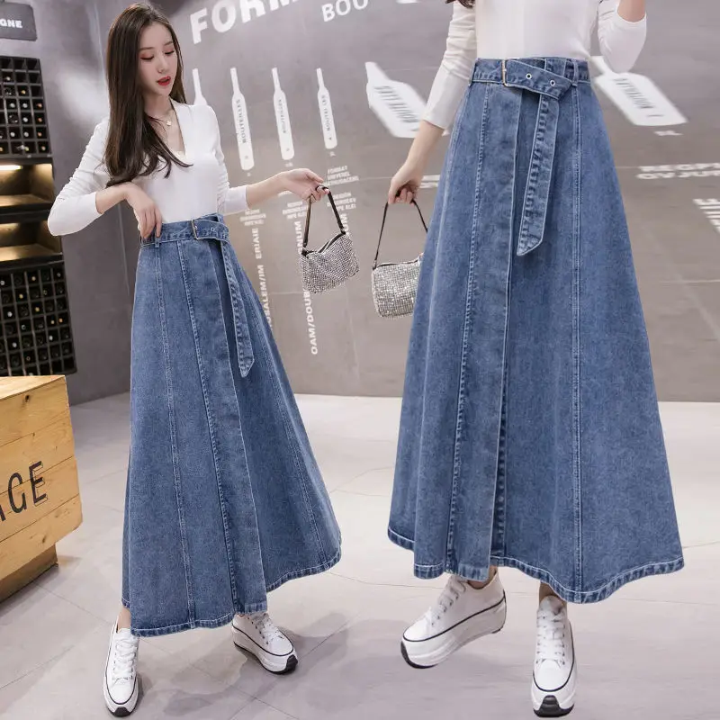 TIYIHAILEY Free Shipping 2021 New Fashion High Waist S-3XL Long Maxi A-line Skirts With Belt Women Blue Single Breasted Spring
TIYIHAILEY Free Shipping 2021 New Fashion High Waist S-3XL Long Maxi A-line Skirts With Belt Women Blue Single Breasted Spring