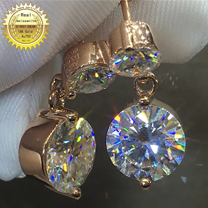 100% 18K Gold A750 gold A pair of Earrings 3Ct Best color DVVS Moissanite Earrings
100% 18K Gold A750 gold A pair of Earrings 3Ct Best color DVVS Moissanite Earrings