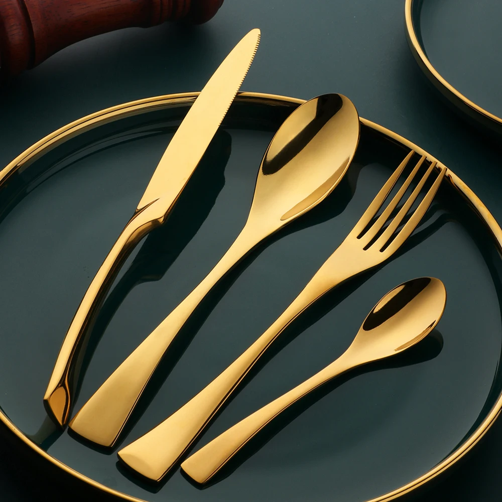 Golden Dinnerware Set Stainless Steel Luxury Kaya Cutlery Top Quality 24 Pieces Tableware Knives Forks Spoons Western Dinner Set
Golden Dinnerware Set Stainless Steel Luxury Kaya Cutlery Top Quality 24 Pieces Tableware Knives Forks Spoons Western Dinner Set