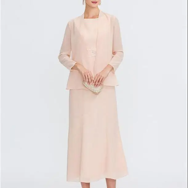 Elegant 2 Pieces Pink Mother of Bride Dresses O-Neck With Chiffon Jacket Ankle-Length Party Wedding Party Evening Prom Gowns
Elegant 2 Pieces Pink Mother of Bride Dresses O-Neck With Chiffon Jacket Ankle-Length Party Wedding Party Evening Prom Gowns