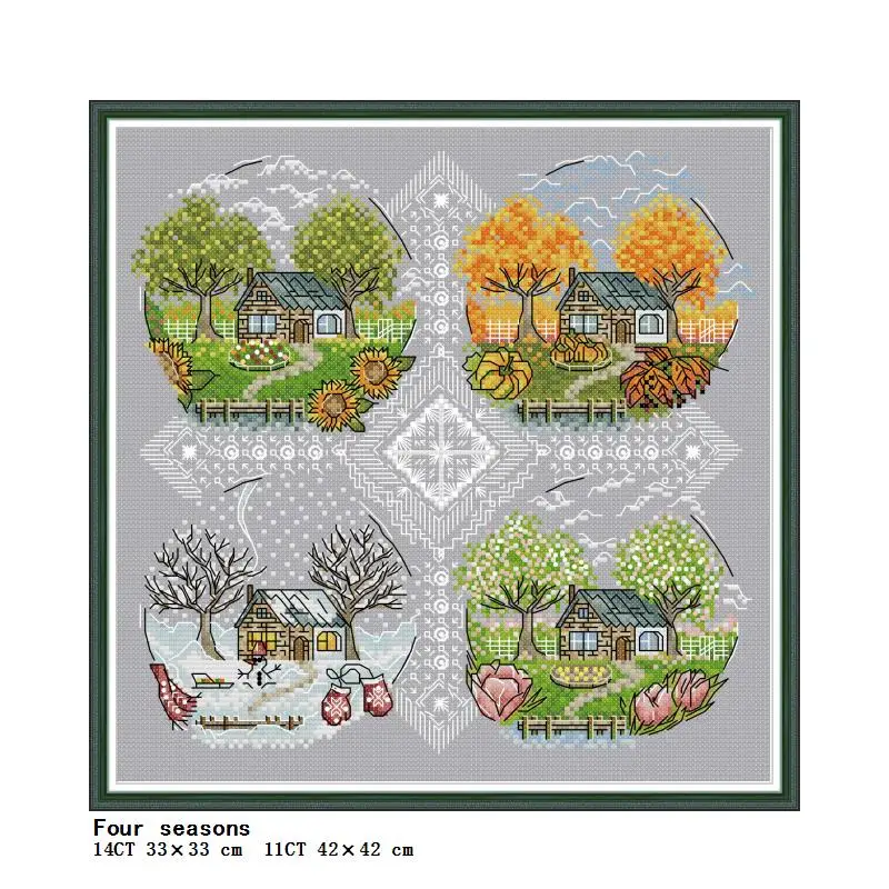 Hut four seasons count Cross Stitch Kits DIY Scenery Pattern Aida 14CT 11CT Embroidery Set Needlework Home Decoration Painting
Hut four seasons count Cross Stitch Kits DIY Scenery Pattern Aida 14CT 11CT Embroidery Set Needlework Home Decoration Painting