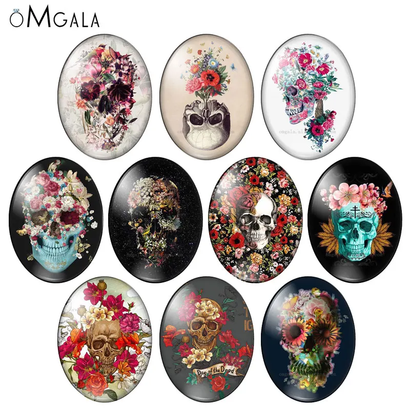 Punk Rose Flower Skull Paintings 10pcs 13x18mm/18x25mm/30x40mm Oval photo glass cabochon demo flat back Making findings
Punk Rose Flower Skull Paintings 10pcs 13x18mm/18x25mm/30x40mm Oval photo glass cabochon demo flat back Making findings