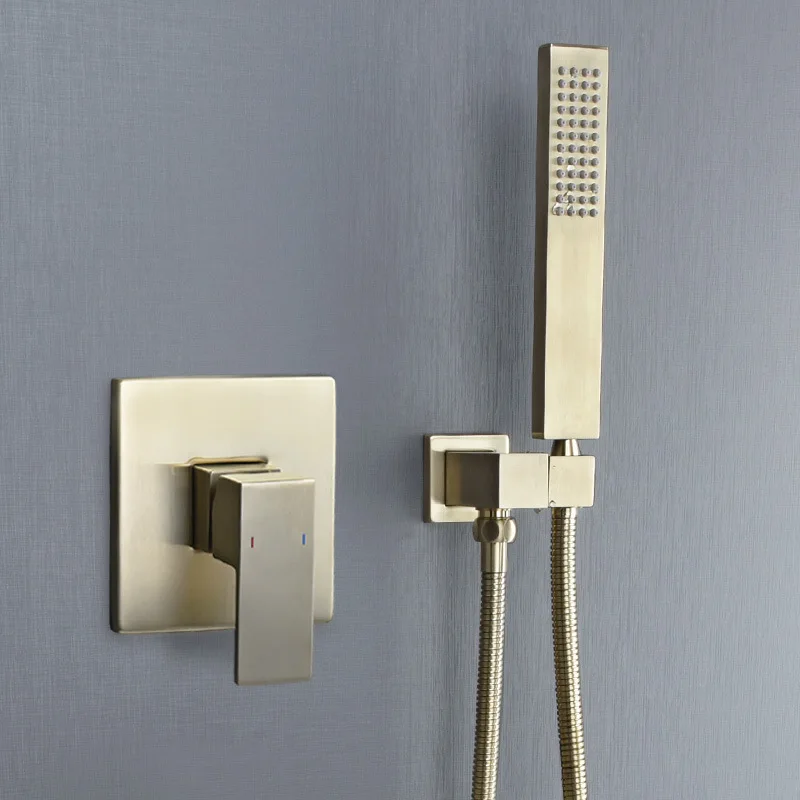 Настенный смеситель для душа из матовой латуни, цвет черный, с ручным душем
Настенный смеситель для душа из матовой латуни, цвет черный, с ручным душем