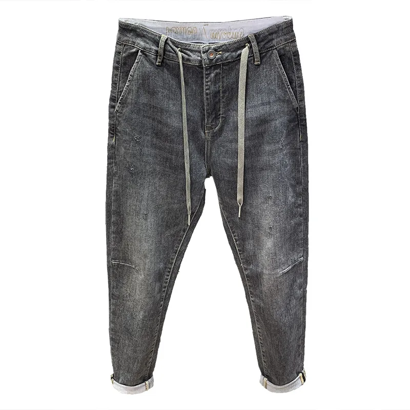 2021 Dark gray winter thick jeans men's drawstring trendy brand small feet drawstring harem pants Korean long pencil pants men
2021 Dark gray winter thick jeans men's drawstring trendy brand small feet drawstring harem pants Korean long pencil pants men