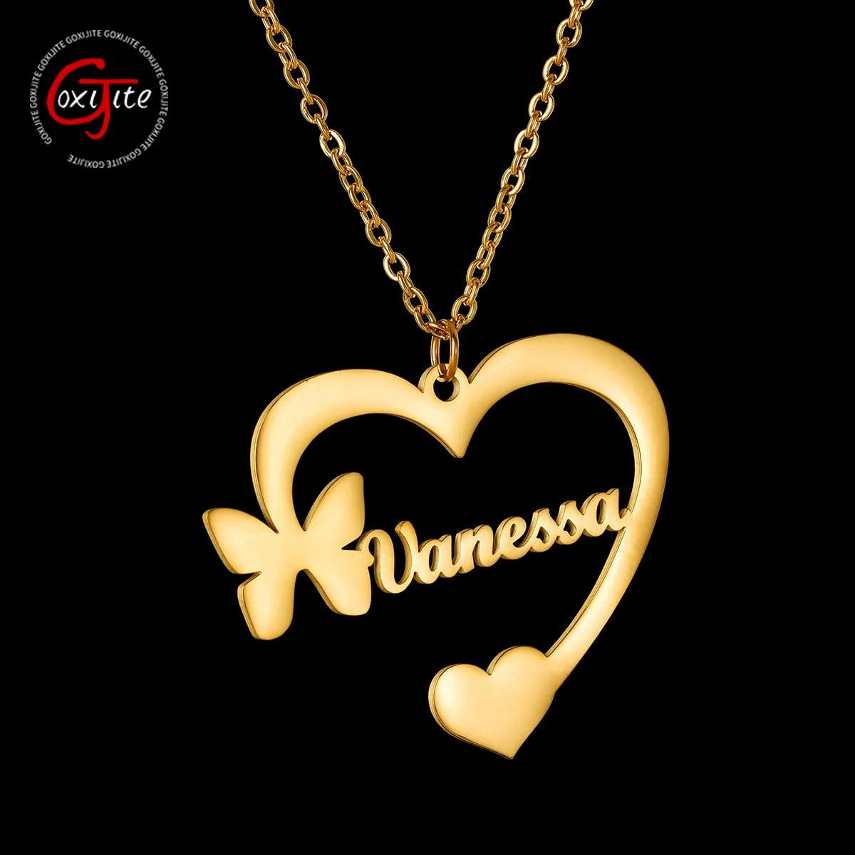 Goxijite Custom Butterfly Name Single Hole Necklace For Women Stainless Steel Heart Name Necklaces Birthday Gift For Lover
Goxijite Custom Butterfly Name Single Hole Necklace For Women Stainless Steel Heart Name Necklaces Birthday Gift For Lover