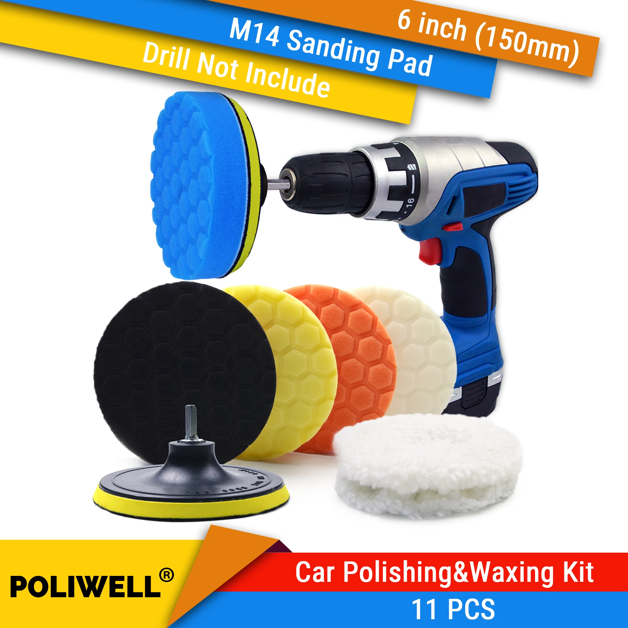 11PCS Sponge Polishing Pad Kit 6 Inch 150mm Auto Car Polishing Buffing Kit Car Polisher with M14 Drill Adapter for Car Beauty
11PCS Sponge Polishing Pad Kit 6 Inch 150mm Auto Car Polishing Buffing Kit Car Polisher with M14 Drill Adapter for Car Beauty