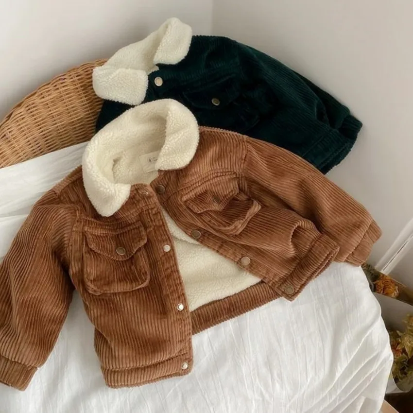 Retro baby girl boy kids Corduroy cotton padded jacket fashion children clothes outfit
Retro baby girl boy kids Corduroy cotton padded jacket fashion children clothes outfit