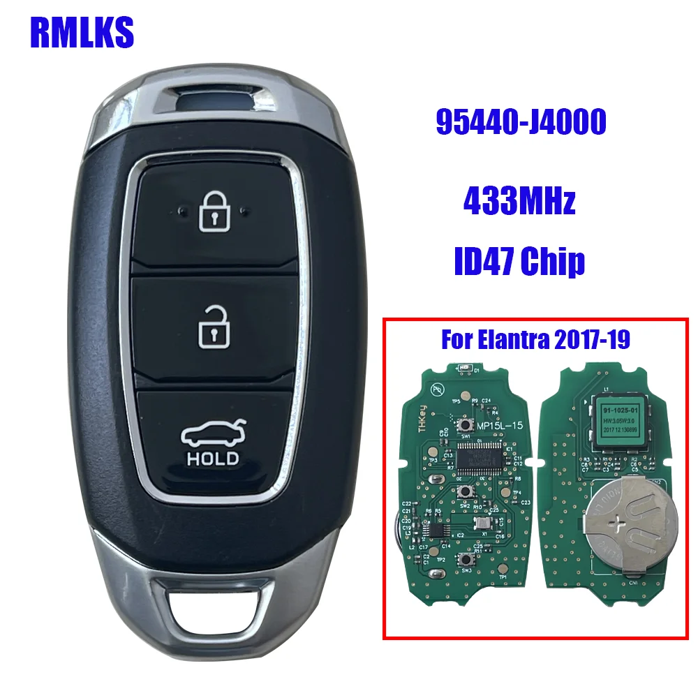 433MHz ID47 Chip P/N: 95440-J4000 Replacemen 3 Button Remote Key Fob for Hyundai Elantra 2017-2020
433MHz ID47 Chip P/N: 95440-J4000 Replacemen 3 Button Remote Key Fob for Hyundai Elantra 2017-2020