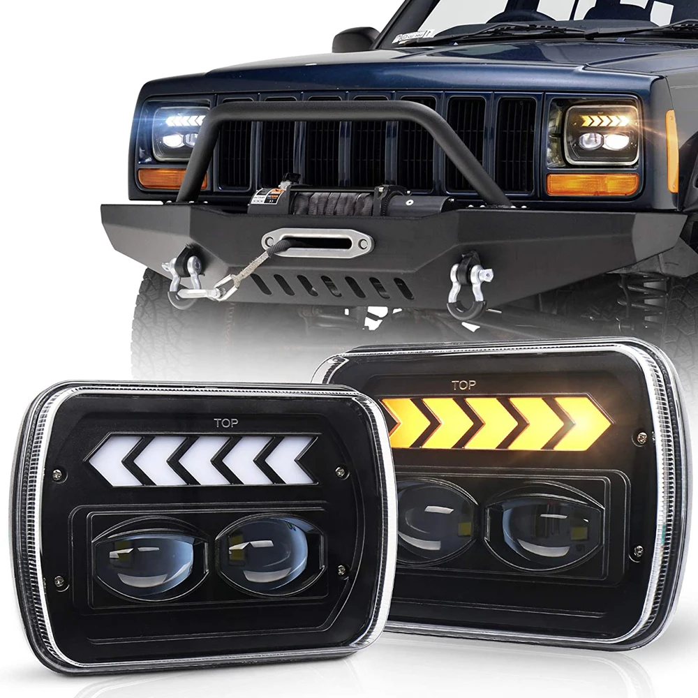5x7 Headlight Seal Beam Led Headlight White DRL/Amber Turn Signal Arrow Halo For Jeep-Cherokee XJ YJ MJ Chevy S10
5x7 Headlight Seal Beam Led Headlight White DRL/Amber Turn Signal Arrow Halo For Jeep-Cherokee XJ YJ MJ Chevy S10