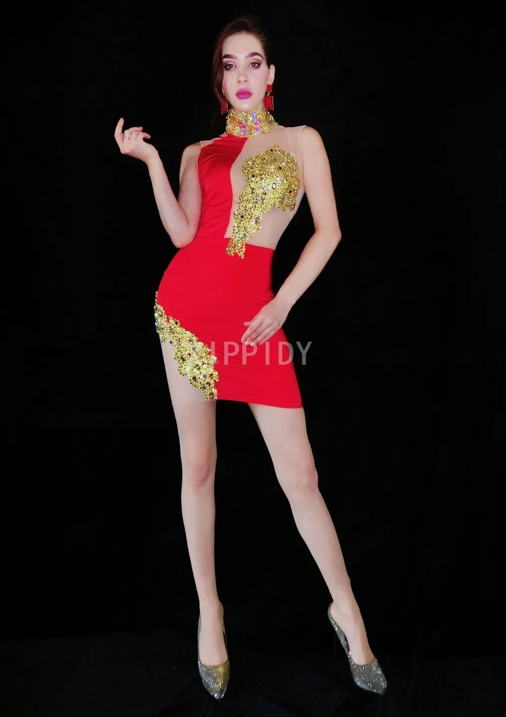 Fashin Gold Rhinestones Transparent Dress Latin Dance Bar Outfit Birthday Celebrate Dress Women Prom Singer Dancer Dress
Fashin Gold Rhinestones Transparent Dress Latin Dance Bar Outfit Birthday Celebrate Dress Women Prom Singer Dancer Dress