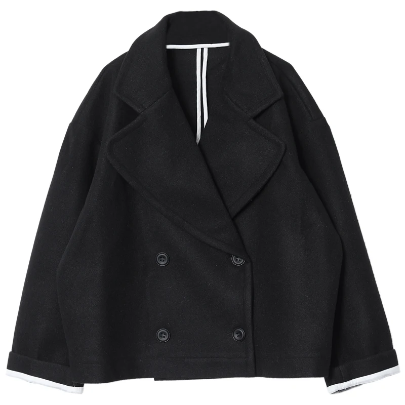 Men's new black short woolen coat jacket Japanese loose double breasted fashion trend large size woolen coat
Men's new black short woolen coat jacket Japanese loose double breasted fashion trend large size woolen coat