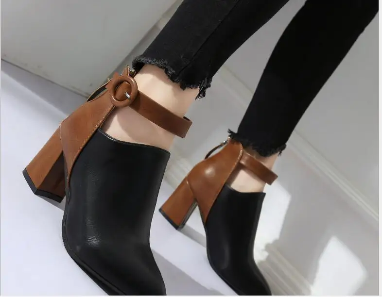 Autumn Stiletto Thick heel Heels shoes Style Sexy Womens Boots fashion Pointed Toe Faux Leather Color matching Ankle Boot Large
Autumn Stiletto Thick heel Heels shoes Style Sexy Womens Boots fashion Pointed Toe Faux Leather Color matching Ankle Boot Large