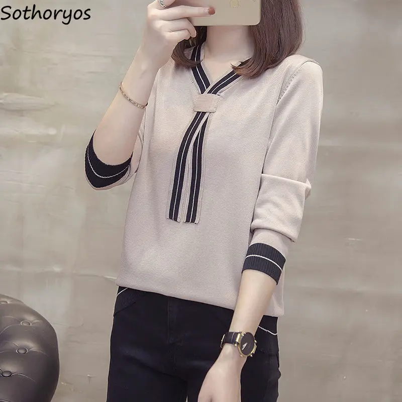 Pullovers Women Patchwork Popular L-4XL Simple Elegant Fashionable Vintage All-match Streetwear Slim Korean Style Clothing Ins
Pullovers Women Patchwork Popular L-4XL Simple Elegant Fashionable Vintage All-match Streetwear Slim Korean Style Clothing Ins