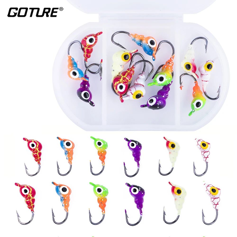 Goture 12Pcs/box Ice Fishing Jig Kit 0.9g 1.4g Small Ant Shape Winter Fishing Lure Set For Pike Perch Fishing
Goture 12Pcs/box Ice Fishing Jig Kit 0.9g 1.4g Small Ant Shape Winter Fishing Lure Set For Pike Perch Fishing