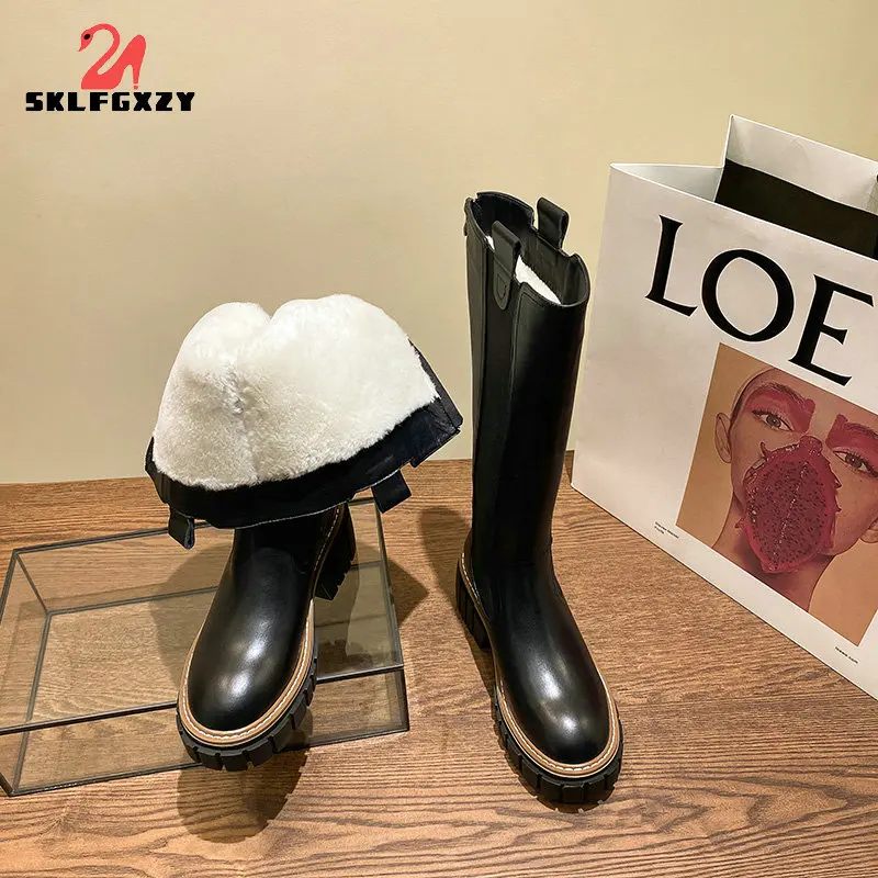 Winter European Warm Wool Genuine Leather Boots Fur Fashion Knee High Boots Women Boots Round Toe Snow Boots
Winter European Warm Wool Genuine Leather Boots Fur Fashion Knee High Boots Women Boots Round Toe Snow Boots