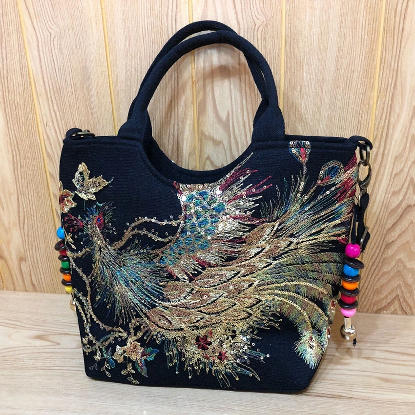 new Shiny Sequins Peacock Embroidered Women Canvas Totes Bag, Summer Shopping Shoulder Bag Vintage Beaded String Handbag
new Shiny Sequins Peacock Embroidered Women Canvas Totes Bag, Summer Shopping Shoulder Bag Vintage Beaded String Handbag