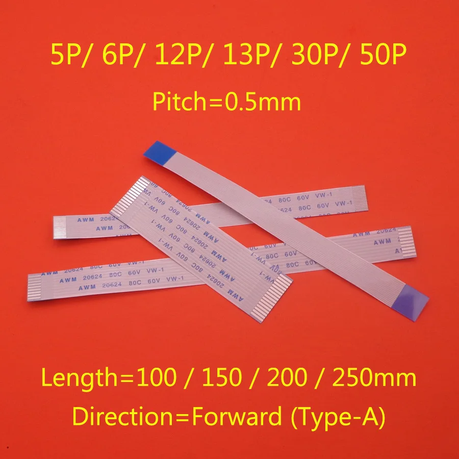 1PCS Flat flexible cable FFC FPC LCD cable 0.5mm pitch A Forward Length 100mm 150mm 200mm 250mm 5/6/12/13/30/50 Pin
1PCS Flat flexible cable FFC FPC LCD cable 0.5mm pitch A Forward Length 100mm 150mm 200mm 250mm 5/6/12/13/30/50 Pin