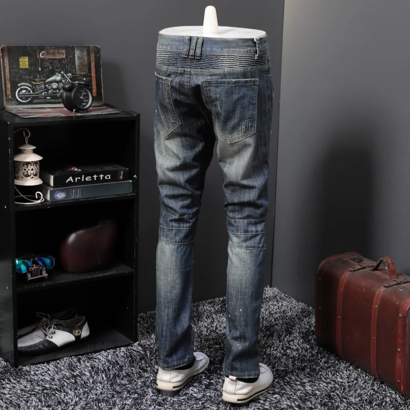 Mens Fashion Moto Biker Spring Summer New Hole Ripped Denim Pants Slim Fit Plus Size 29-40 Male Straight Casual Jeans Trousers
Mens Fashion Moto Biker Spring Summer New Hole Ripped Denim Pants Slim Fit Plus Size 29-40 Male Straight Casual Jeans Trousers