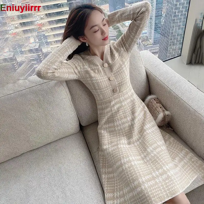 Hot New Year 2021 Plaid Lattice Feminine Vestidos Office Lady Button Cute Sweet Girls Women Winter Spring Knit Sweater Dress
Hot New Year 2021 Plaid Lattice Feminine Vestidos Office Lady Button Cute Sweet Girls Women Winter Spring Knit Sweater Dress