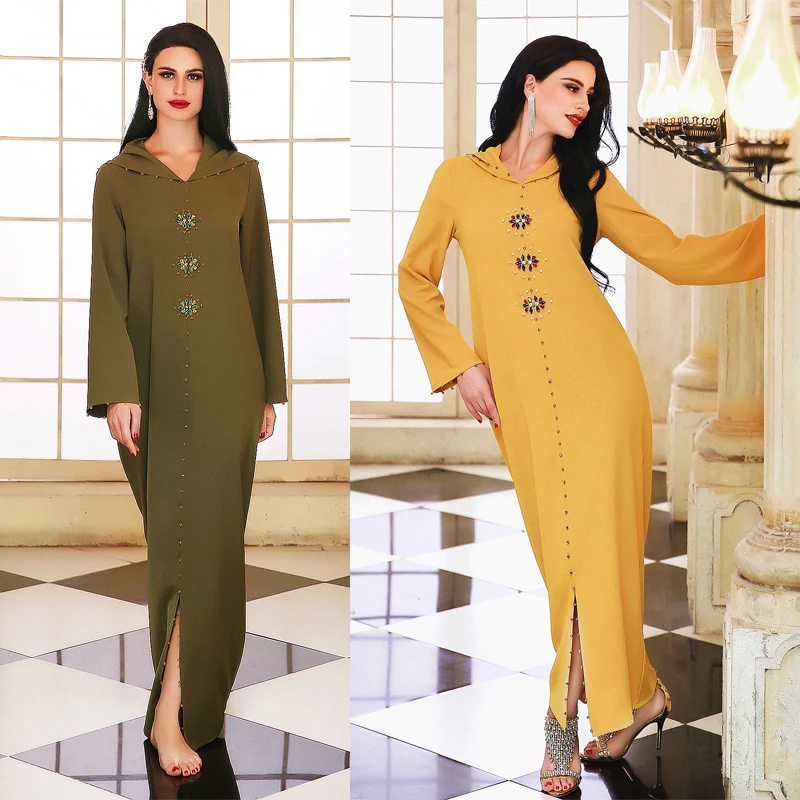 Fashion Muslim Clothes for Women Kaftan Dubai Abaya Turkey Muslim Hijab Dresses Islam Caftan Marocain Seam Drill Hooded Dress
Fashion Muslim Clothes for Women Kaftan Dubai Abaya Turkey Muslim Hijab Dresses Islam Caftan Marocain Seam Drill Hooded Dress