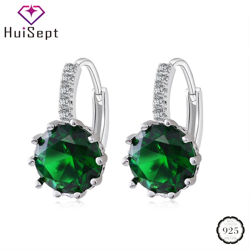 HuiSept Fashion 925 Silver Earrings for Women Jewelry Accessories Round Emerald Zircon Gemstone Drop Earring Wedding Engagement
HuiSept Fashion 925 Silver Earrings for Women Jewelry Accessories Round Emerald Zircon Gemstone Drop Earring Wedding Engagement